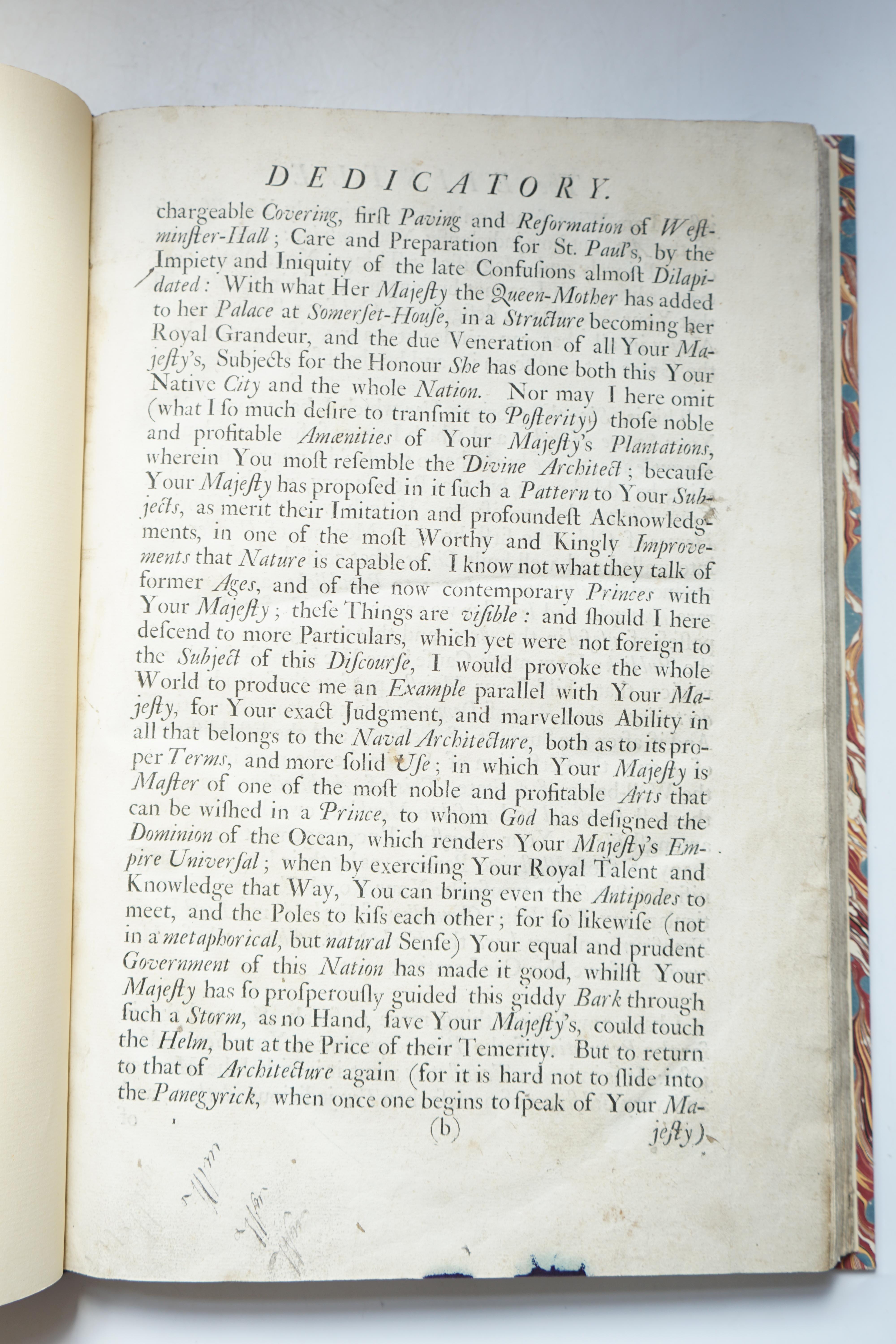 Freart de Chambray, Roland - A Parallel of the Ancient Architecture with the Modern, translated by John Evelyn, with the edition of the Elements of Architecture collected by Sir Henry Wotton, folio, rebound quarter moroc
